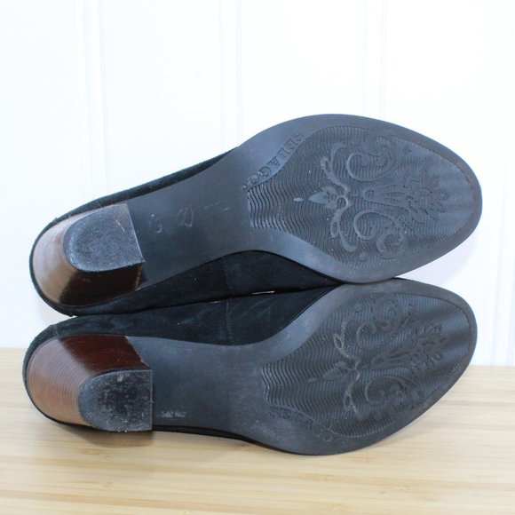 Sebago Ashton 360 Moc Black Suede Lace-up Ankle Heeled Booties Size 11 M - Picture 7 of 9